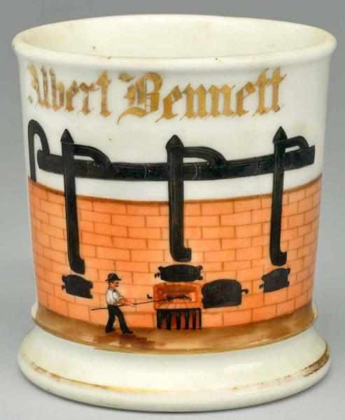 Appraisal: Oven Tender Shaving Mug Gilded Albert Bennett Beautiful image of