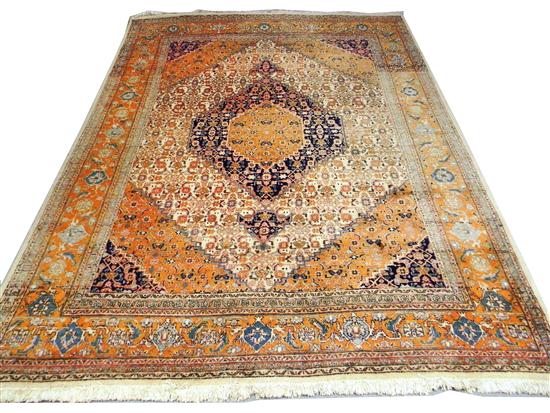 Appraisal: Modern Persian Ferrahan pattern carpet orange field tan and green