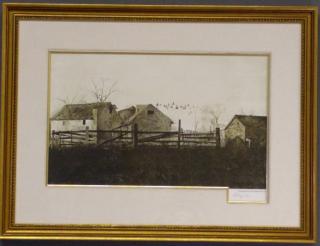 Appraisal: Andrew Wyeth Hand Signed Print The Mill Andrew Wyeth American