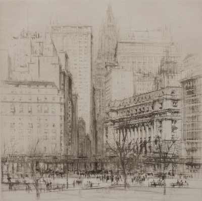 Appraisal: William Walcott American - Battery Park New York City Etching