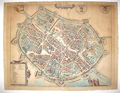 Appraisal: pieces Hand-Colored Engraved Town Plans Braun Georg Hogenberg Frans Tornacum