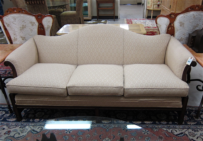 Appraisal: CHIPPENDALE STYLE CAMEL-BACK SOFA American th century Overall length -