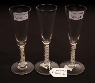 Appraisal: A pair of th Century drawn stem wine glasses with