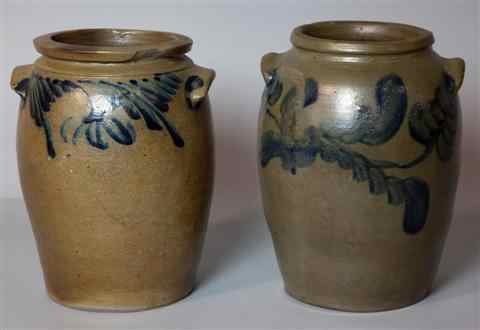 Appraisal: TWO AMERICAN SALT-GLAZED STONEWARE JARS stamped R Butt Georgetown size