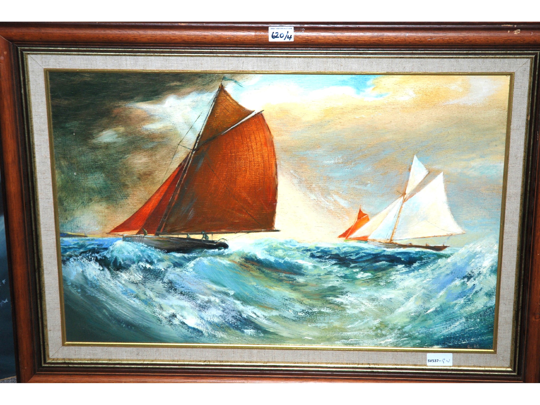 Appraisal: FOUR VARIOUS PICTURES comprising R T Marine oil on canvas