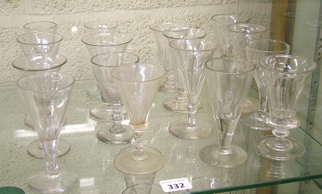 Appraisal: Selection of sixteen small wine and other drinking glasses