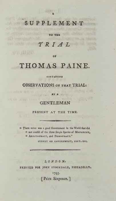 Appraisal: Paine Thomas - The Whole Proceedings on the Trial of