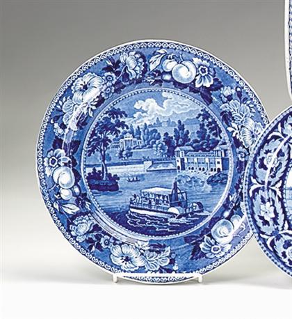 Appraisal: Historical blue transferware dinner plate unknown maker early th century