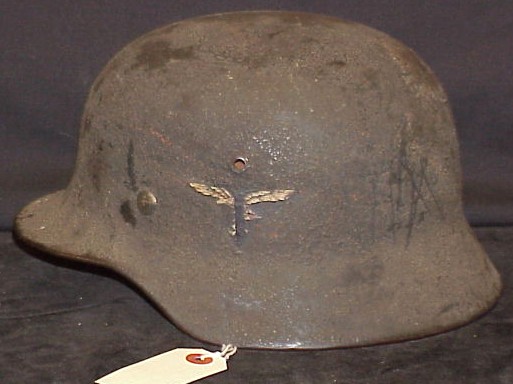 Appraisal: German WWII Luftwaffe anti-aircraft helmet with relic liner and added