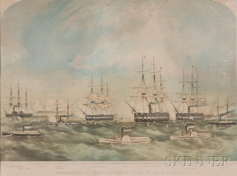 Appraisal: J H Buffords lithographer Boston -c BOMBARDMENT OF FORTS HATTERAS