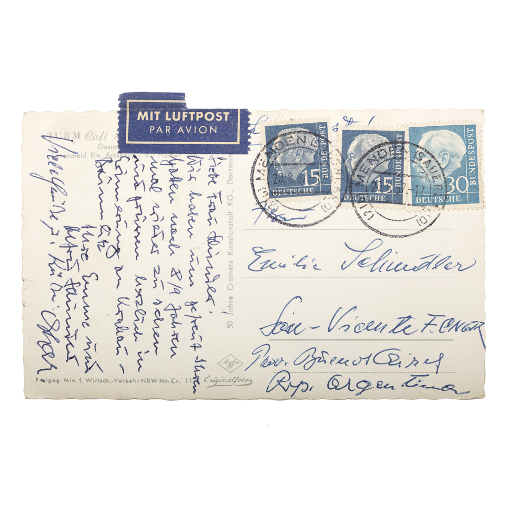 Appraisal: Schindler Oskar Postcard post-marked handwritten and signed to Emilie Schindler