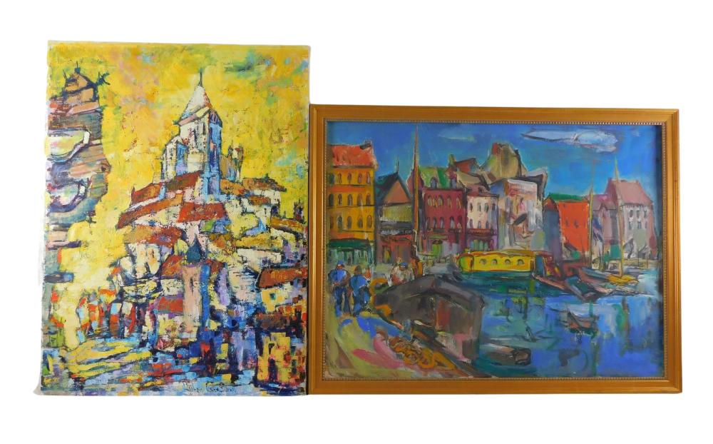 Appraisal: TWO CITYSCAPE PAINTINGS THE FIRST IN THE MANNER OF MARION