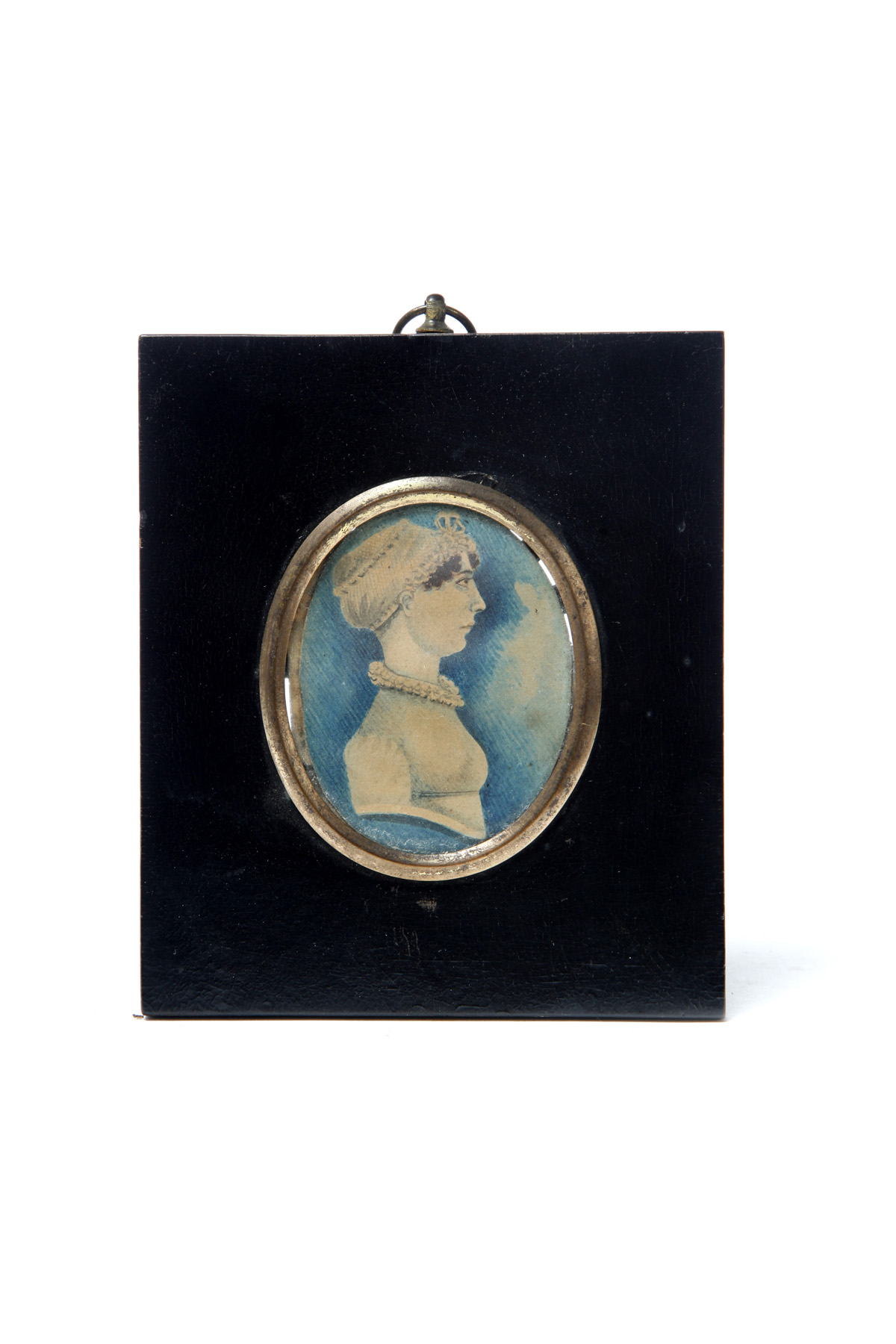 Appraisal: MINIATURE PORTRAIT OF A WOMAN American th century watercolor on