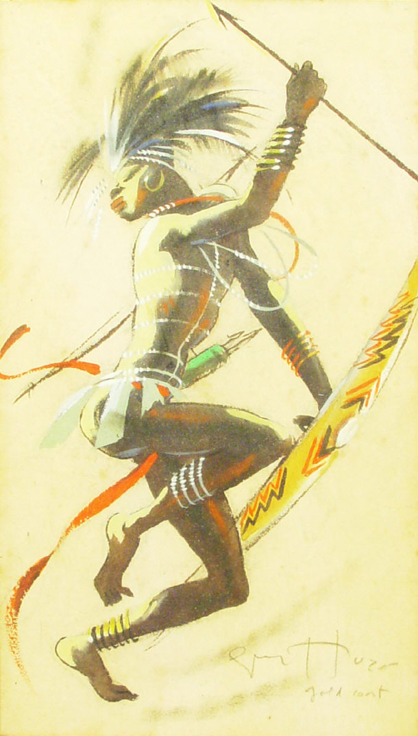 Appraisal: Huz - Two watercolour studies one a tribal warrior and