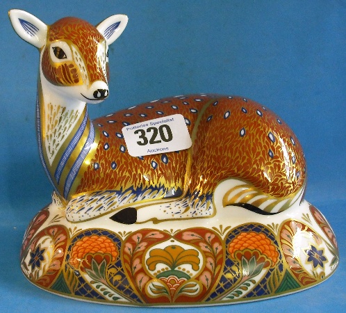 Appraisal: Royal Crown Derby Paperweight Deer Collectors Guild Piece boxed