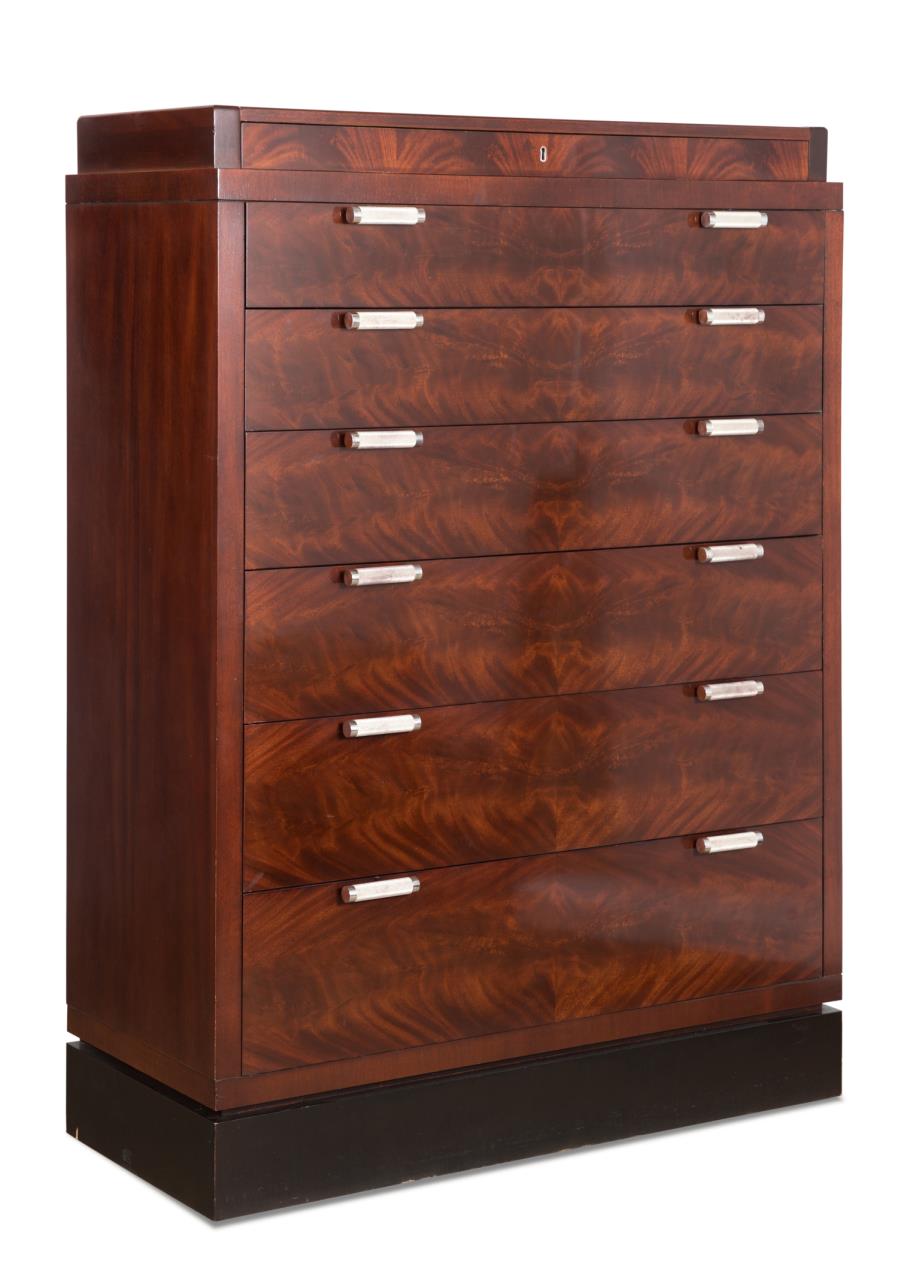 Appraisal: RALPH LAUREN ART DECO STYLE MAHOGANY TALL CHEST Polo Ralph