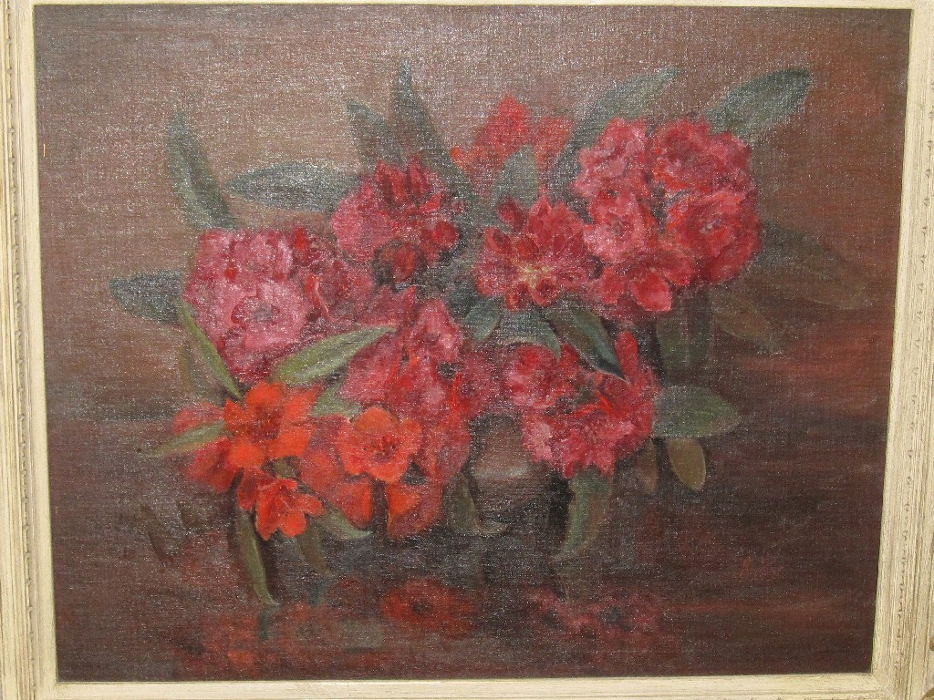 Appraisal: Oil on board 'Azeleas' unsigned