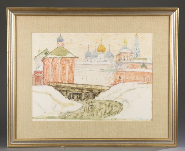 Appraisal: Pair of Russian Landscapes One depicting Trinity Monastery with illegible