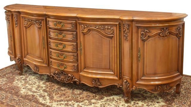 Appraisal: French Louis XV style fruitwood sideboard mid th c having