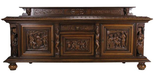 Appraisal: Circa 's Germany carved buffet server with three carved tavern