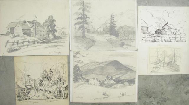 Appraisal: Louis William Bonsib IN - group of pencil sketches including