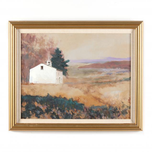 Appraisal: A CONTEMPORARY AMERICAN LANDSCAPE PAINTING WITH CHURCH Oil on board