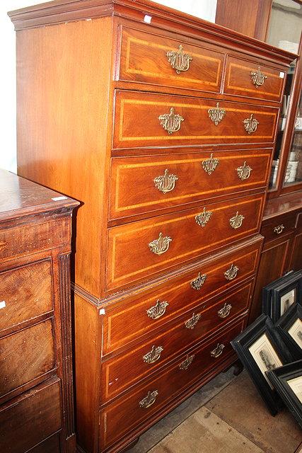 Appraisal: A GEORGIAN MAHOGANY CHEST ON CHEST or tallboy with two