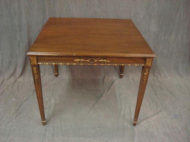 Appraisal: Carved and Gilt Decorated Drawer Game Table From a suburban