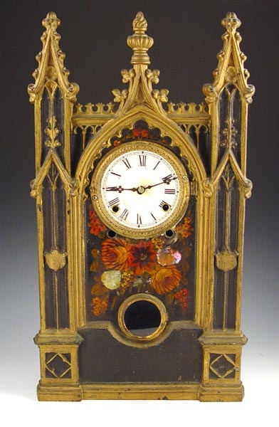 Appraisal: MID TH CENTURY WILLIAM LORTON IRON MANTLE CLOCK Gilded and