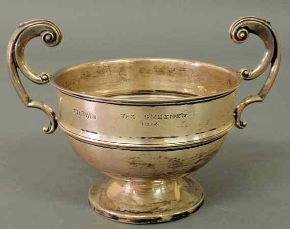 Appraisal: English silver trophy inscribed The Greener h x w