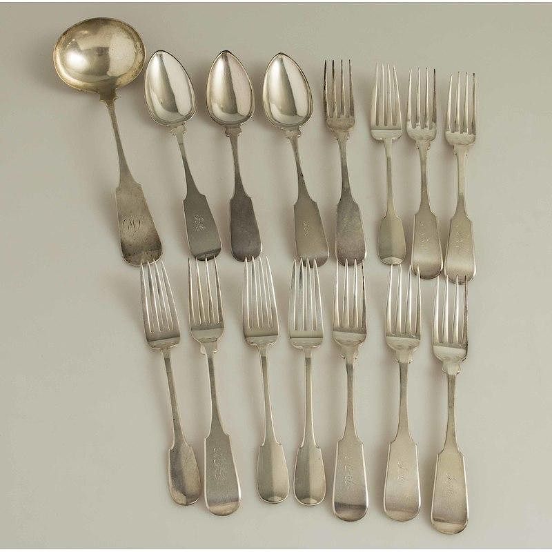 Appraisal: Assorted Lawler Flatware pieces Lawler monogrammed silver flatware comprising place