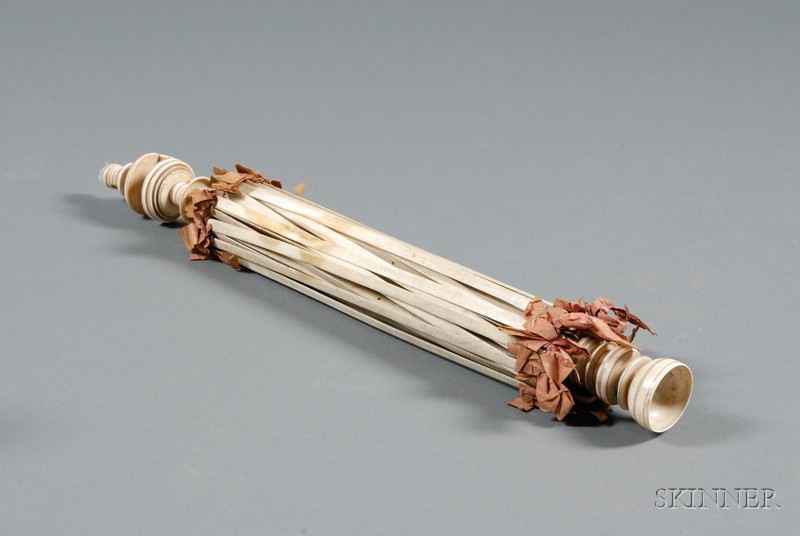 Appraisal: Whalebone and Ivory Yarn Swift mid- th century with turned