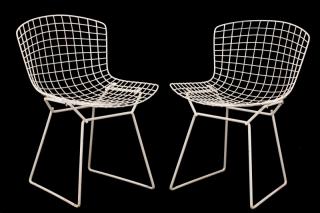 Appraisal: Pair of Bertoia Style Enameled Wire Side Chairs Style of