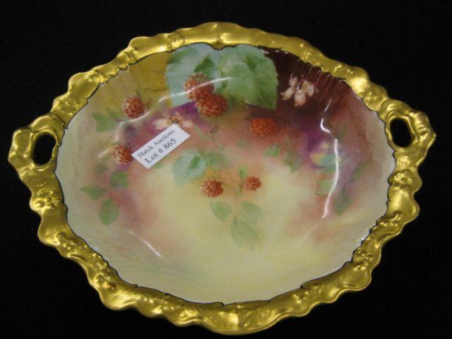 Appraisal: Pickard Porcelain Handpainted Berry Dish artist signed diameter handled excellent