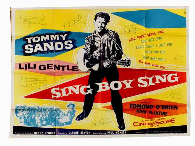 Appraisal: SING BOY SING th Century Fox musical starring Tommy Sands