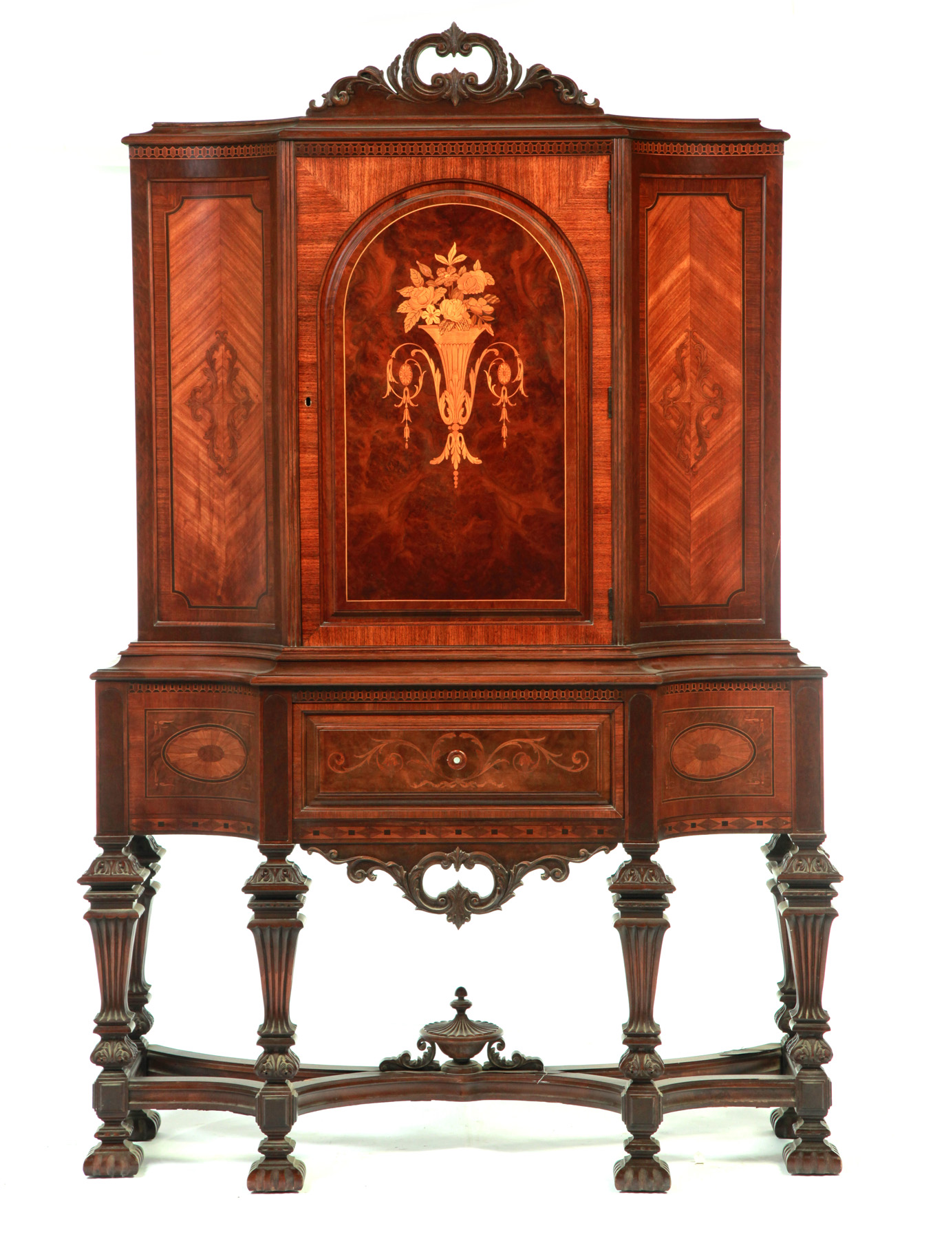 Appraisal: INLAID EUROPEAN-STYLE CUPBOARD American st quarter- th century Mixed woods