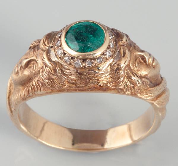 Appraisal: An emerald diamond and k gold ring g