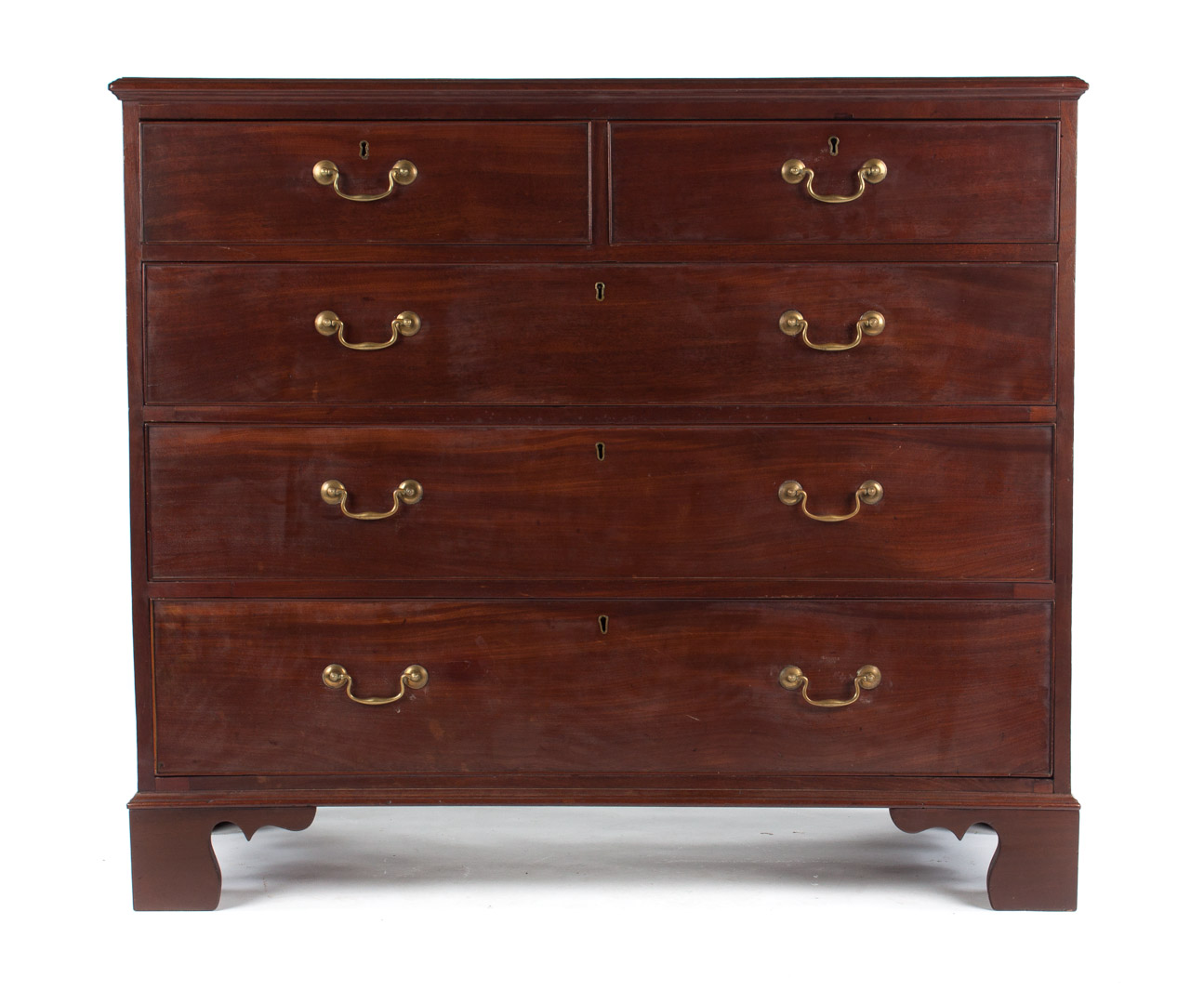 Appraisal: George III mahogany chest of drawers flat top with banded