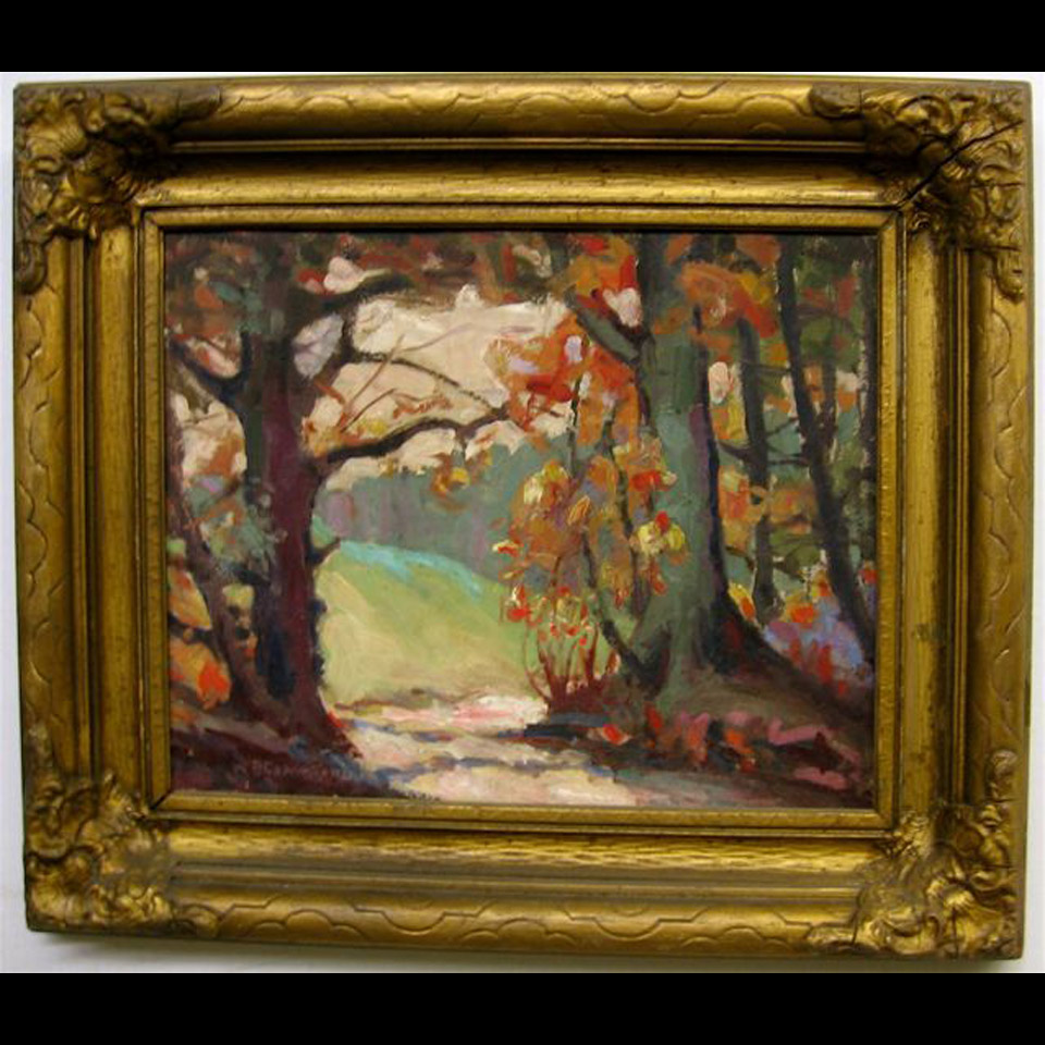 Appraisal: FALL WOODLAND STUDY W H CRAWFORD CANADIAN OIL ON CARDBOARD