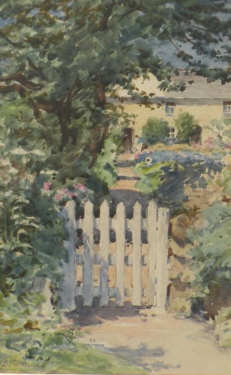 Appraisal: William Banks Fortescue - Country Cottage GateWatercolourSigned cm x cm