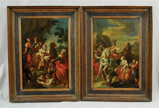 Appraisal: OLD MASTER th th century PAIR OF ALLEGORICAL SCENES two