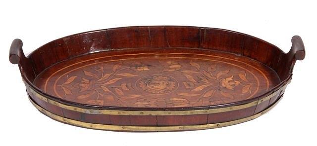 Appraisal: AN ANTIQUE COOPERED MAHOGANY AND BRASS BOUND OVAL TWO HANDLED