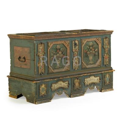 Appraisal: CONTINENTAL PAINTED BLANKET CHEST Condition Report