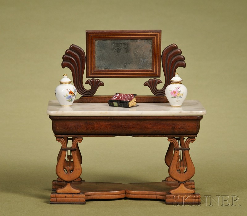 Appraisal: Classical Mahogany and Marble-top Dressing Table with Mirror mid- th