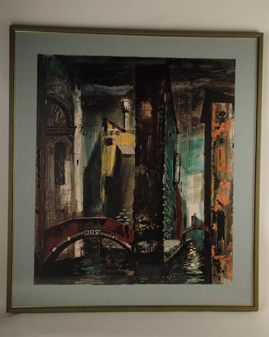 Appraisal: Artist Unknown Scene of Venice Print Limited edition no visible