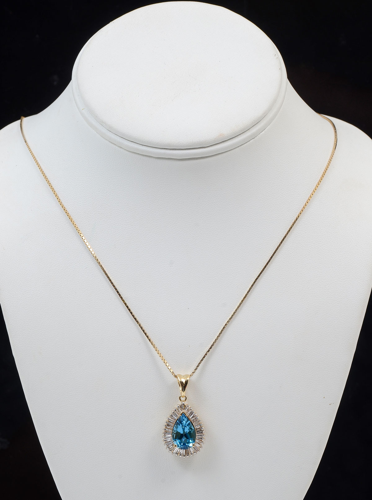 Appraisal: ITALIAN TOPAZ DIAMOND PENDANT K yellow gold pendant contains pear