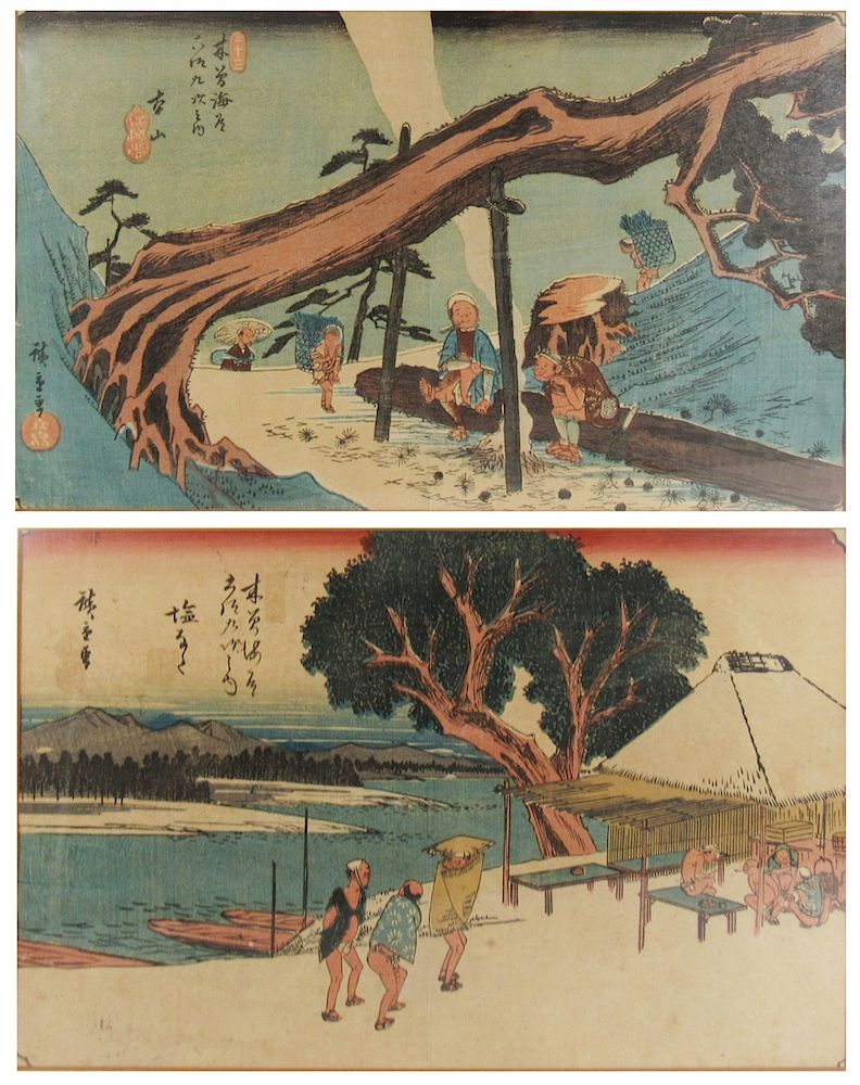 Appraisal: HIROSHIGE Utagawa Two Prints from the Kiso Kaido Series Stations