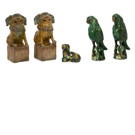 Appraisal: Group of Five Chinese Glazed Pottery Figures of Animals Estimate