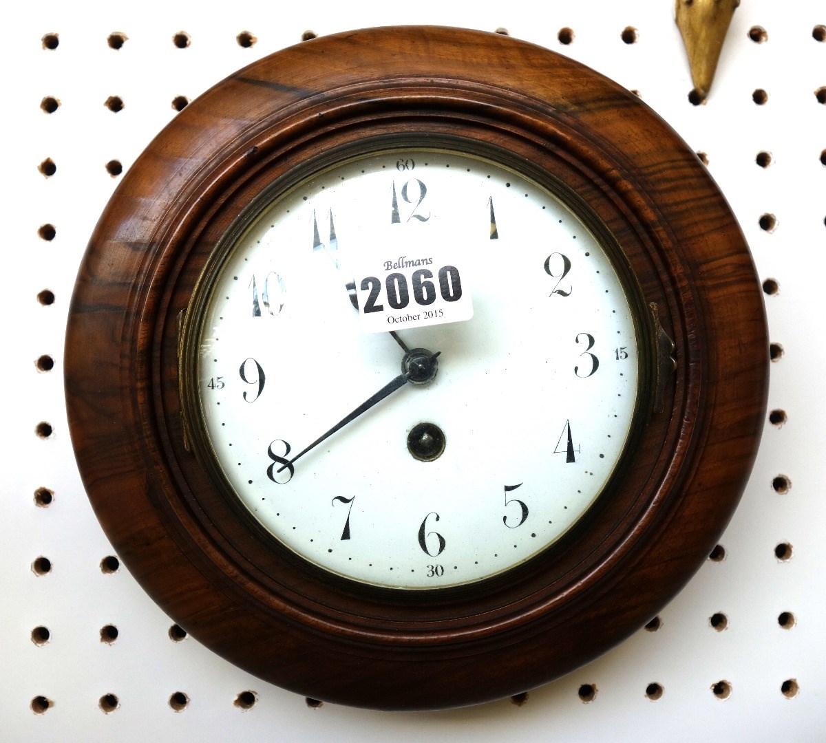 Appraisal: A French walnut cased circular wall clock late th century