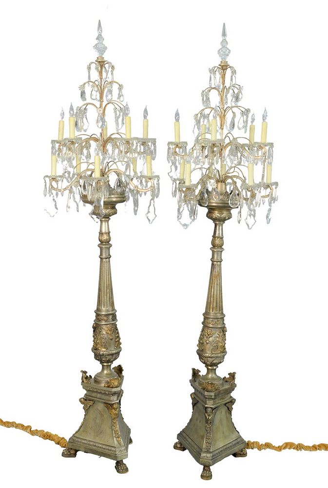 Appraisal: A Pair of Baroque Candelabra Floor Lamps ten light with